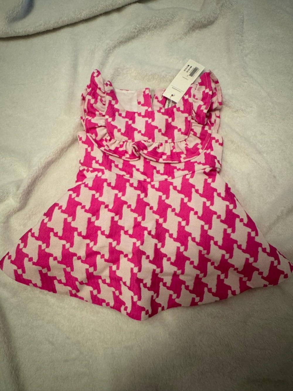 NWT Janie and Jack Pink and Cream Houndstooth Ruffle Dress